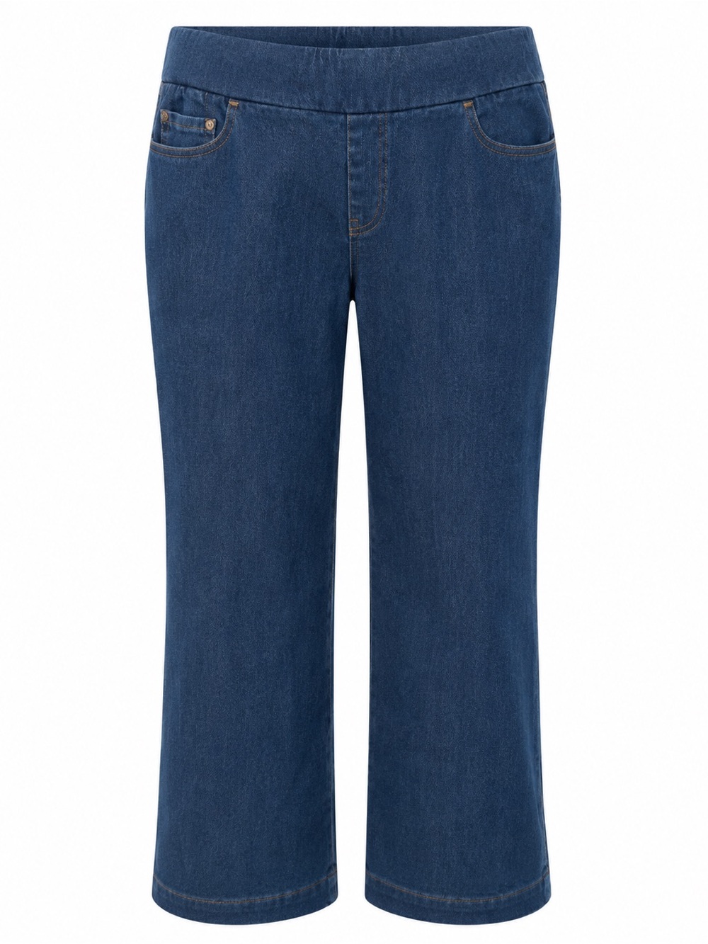 Coldwater Creek Navy Pull-On Cropped Wide-Leg Jeans